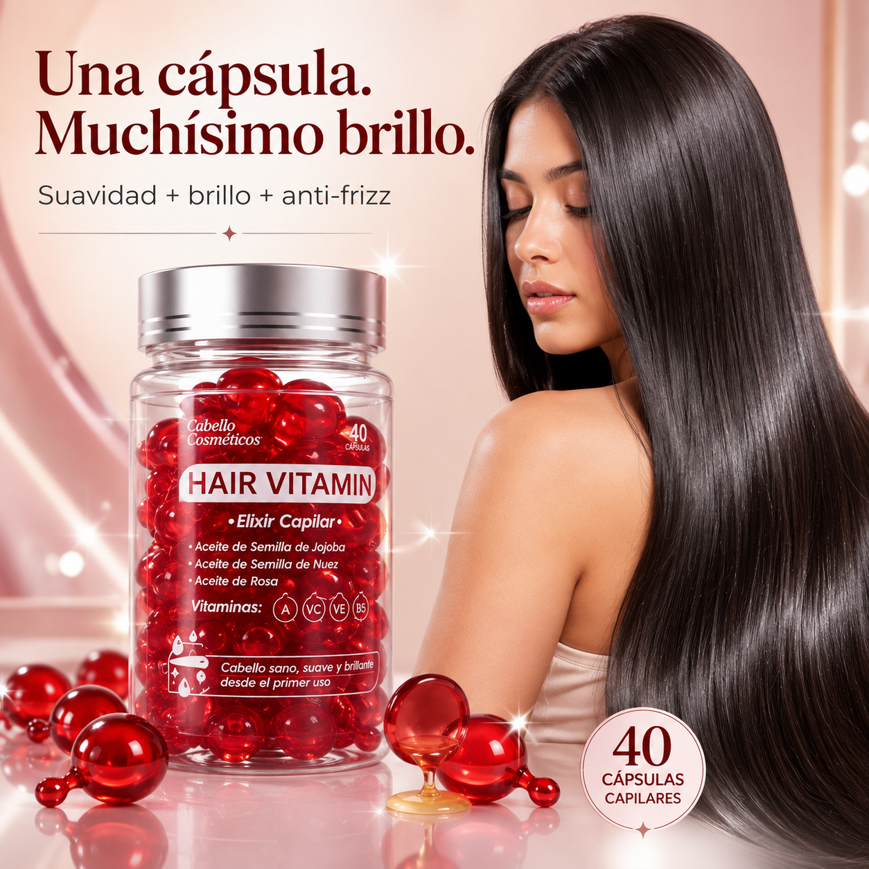 Hair Vitamin™ | Cápsulas Capilares Brillo & Anti-Frizz
